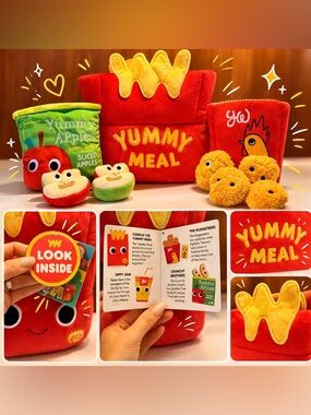 Yummy World Yummy Meal Plush Set Apples Nuggets Honey Mustard Bag No Drink
